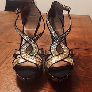 Golden stiletto heels